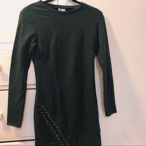 Black h and m dress with lace up detail